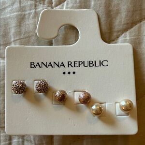Banana Republic Rose Gold and Pearl Earring Trio